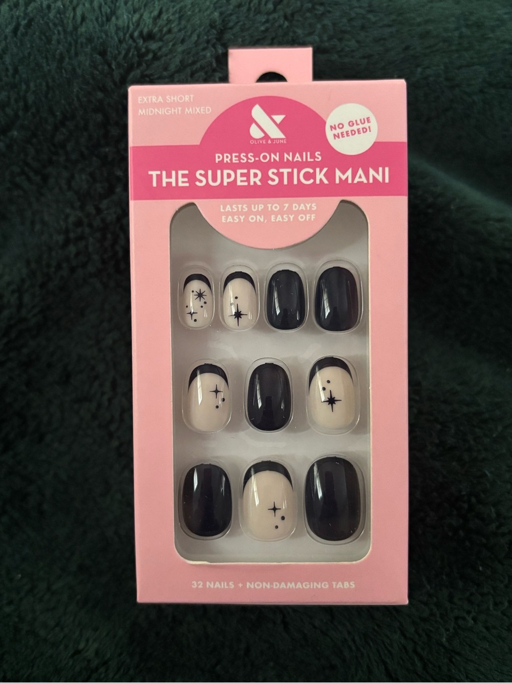Olive & June Press On Nails - The Super Stick Mani - (Midnight Mix Design)
